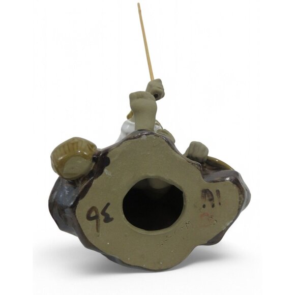 Chinese MUDMAN FISHERMEN Figurines Set Of 2 With Fishing Rods and Fish Vintage - Picture 4 of 10